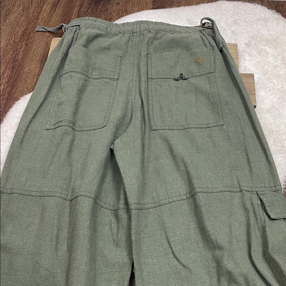 Pilcro Anthropologie Linen Beach Cargo Pants Green - Picture 8 of 8